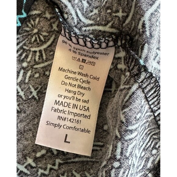 LulaRoe Irma Tunic Shirt Top, Sz L Large, EUC, Black Turquoise Print - Picture 2 of 4